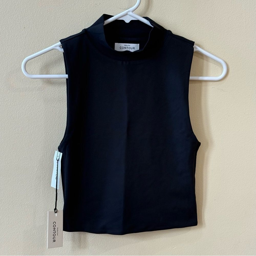 Babaton Black Sleeveless Mock Neck Crop Top - Picture 6 of 11